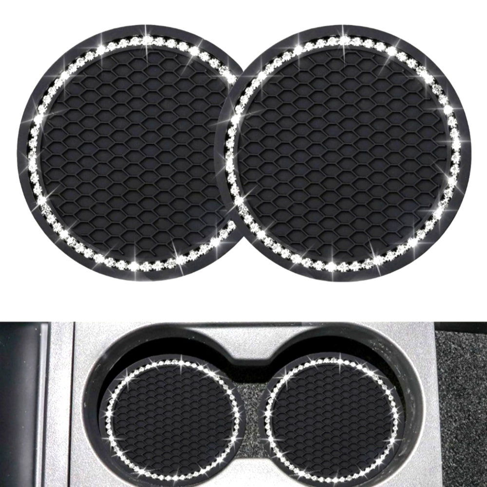 Black Bling Car Coasters with Rhinestones NWT